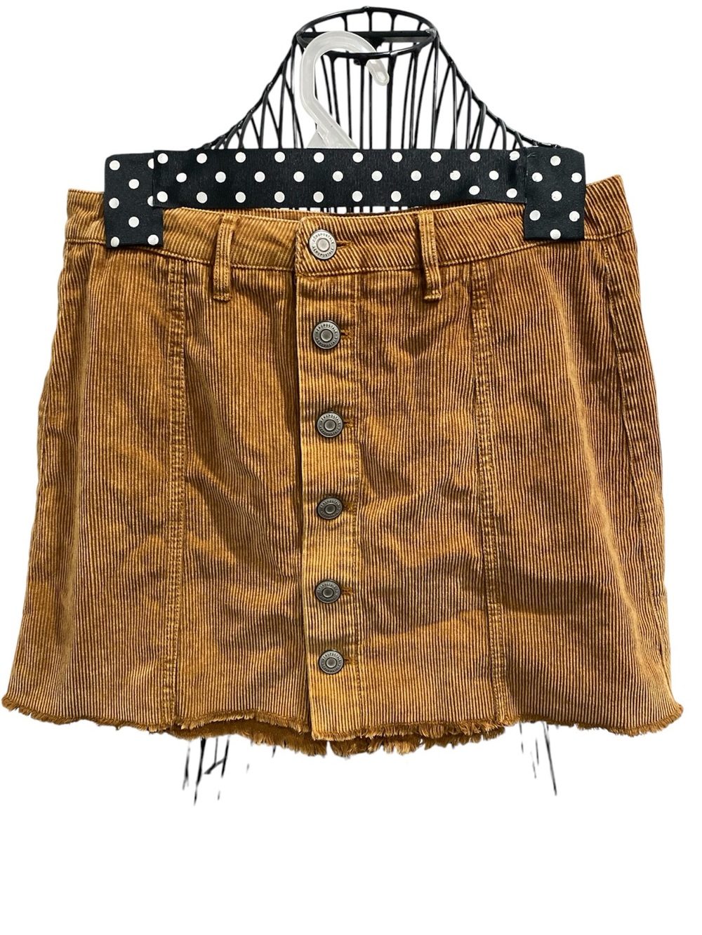 Women's Mustard Corduroy Button-Front Skirt